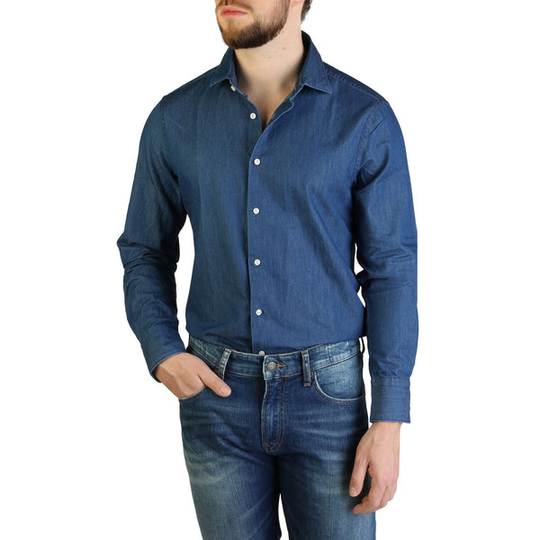 Camicia da Uomo in Cotone 100% Tommy Hilfiger Blu Scuro Tinta Unita