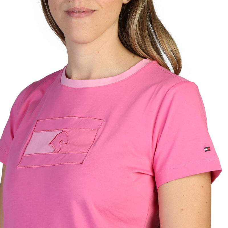 Tommy Hilfiger t-shirt rosa da donna in cotone vestibilità regular