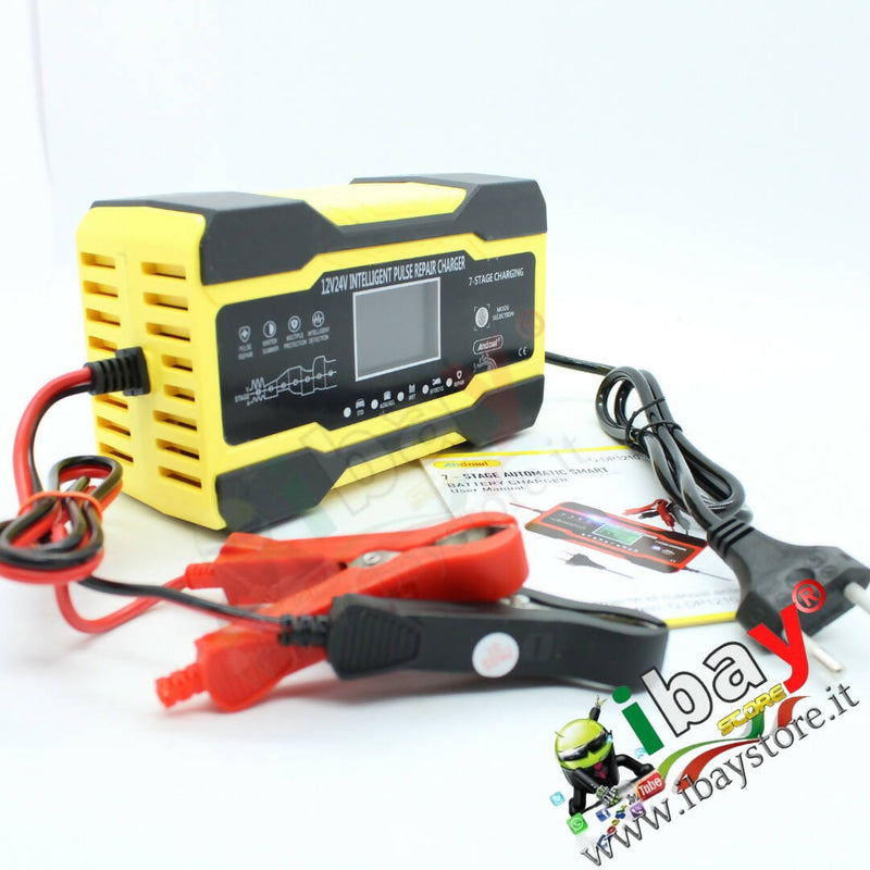 Caricabatterie per auto efficace universale 12V (10A)/ 24V (5A) dislay lcd
