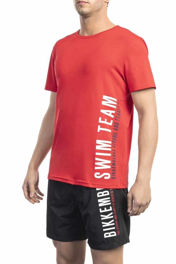 Maglietta a Maniche Corte - T-shirt Uomo Bikkembergs Beachwear Rossa