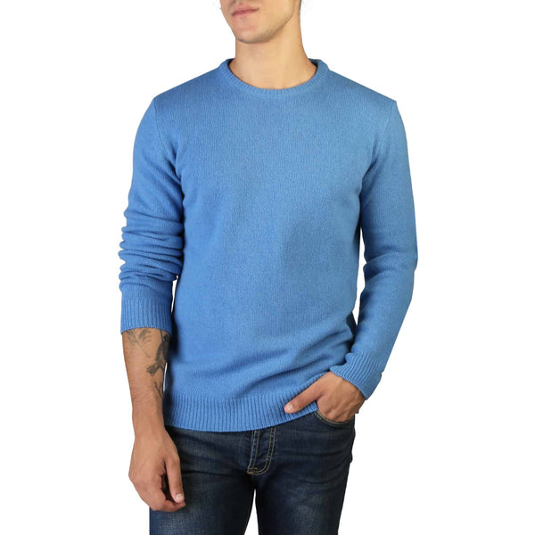 Pullover Uomo 100% Cashmere Azzurro - Maglione a Girocollo Collezione Autunno/Inverno