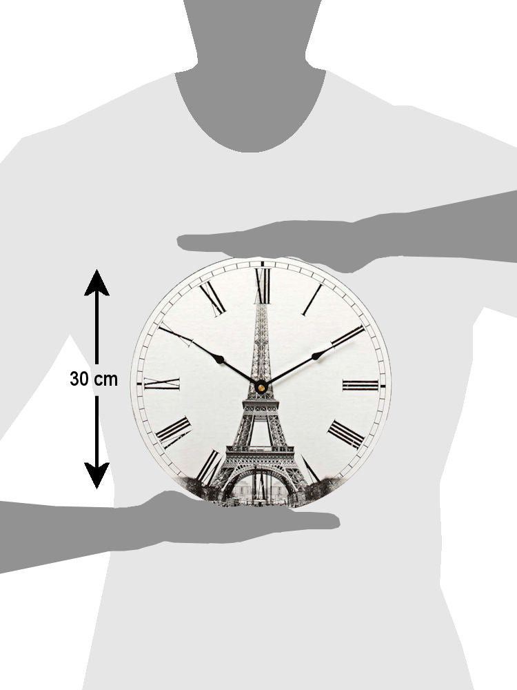 Orologio da Parete in Legno 30 Cm con Immagine della Tour Eiffel