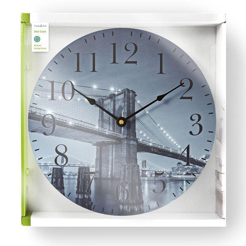 Orologio da Parete in Legno 30 Cm con Immagine del Ponte di Brooklyn