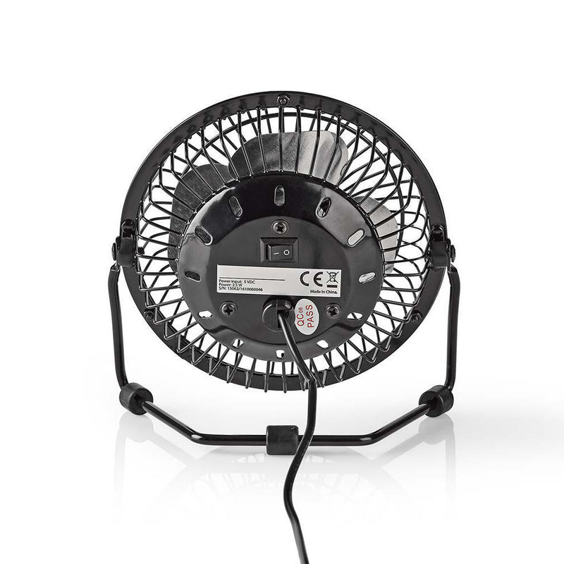 Mini Ventilatore Usb Portatile in Metallo Elettrico Silenzioso per PC da Tavolo Nero 10 cm