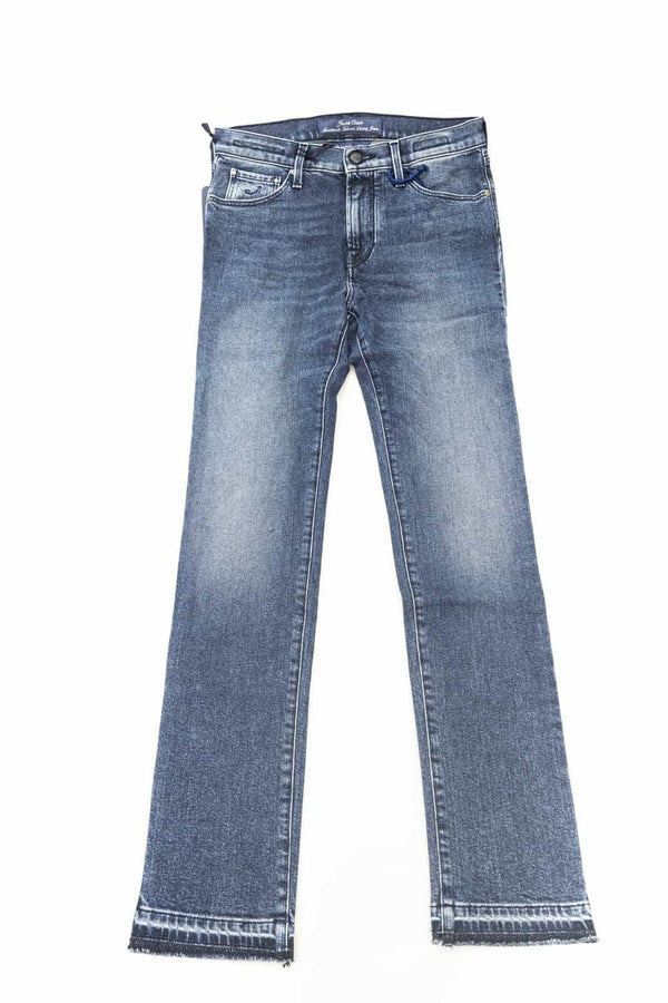 Blue Jeans Slim Fit Aderenti da Donna Jacob Cohen Effetto Consumato a Gamba Dritta - Made in Italy