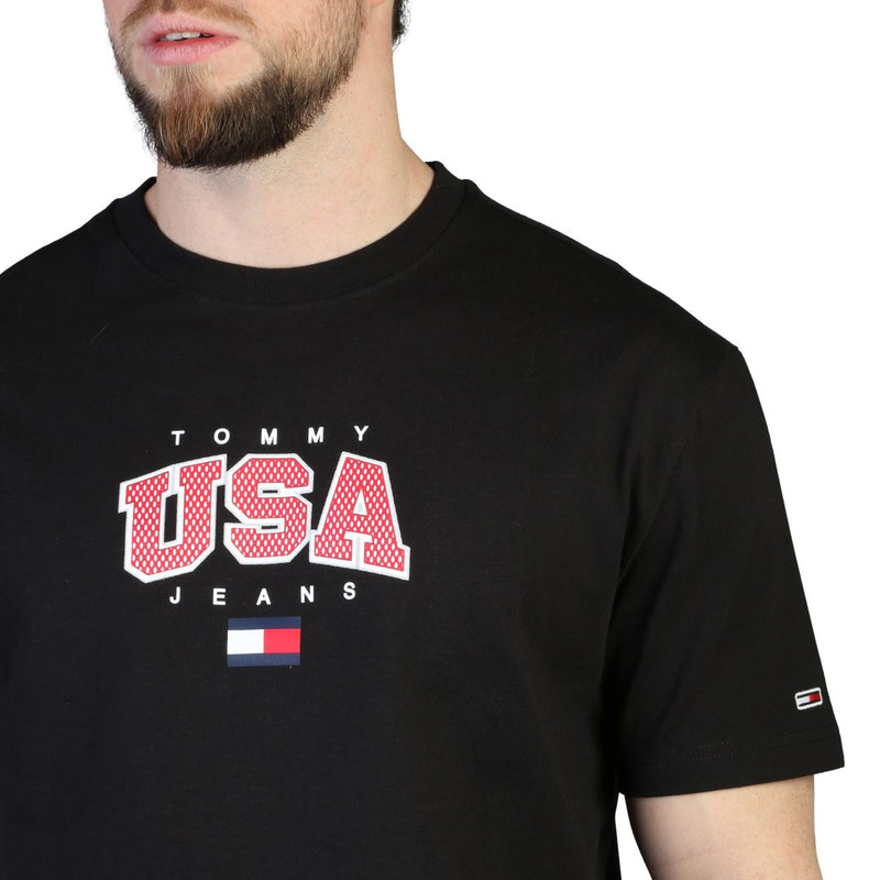 t-shirt nera sportiva Tommy Hilfiger da uomo 100 & in cotone