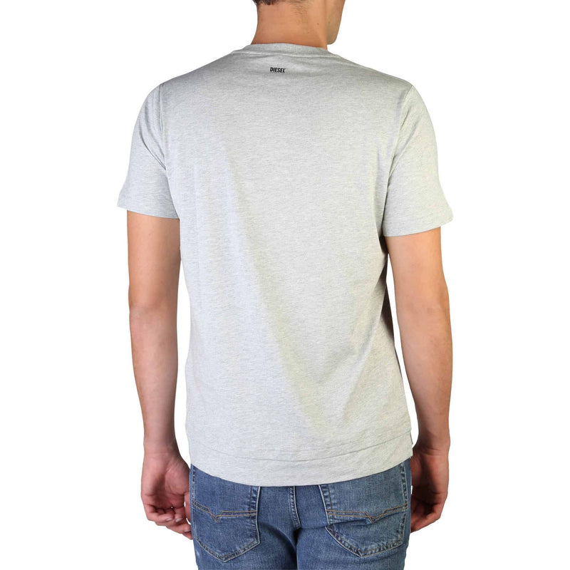T-shirt Uomo Diesel Grigia Tinta Unita - 100% Cotone -V-Neck