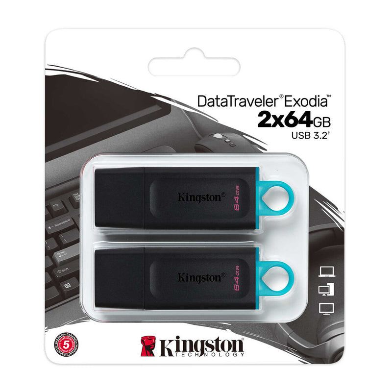 Pendrive Chiavetta USB Kingston DataTraveler Exodia Verde 64 GB 2 pcs