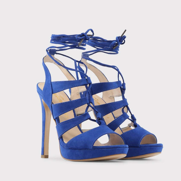 Sandali da Donna Made in Italy Scarpe estive eleganti Tacco cm 12,5 Blu