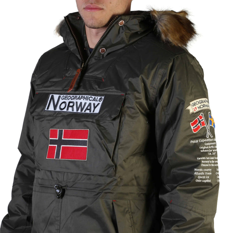 Giacca Sportiva Uomo Giubbotto Chiuso Con Cappuccio Geographical Norway Verde Militare