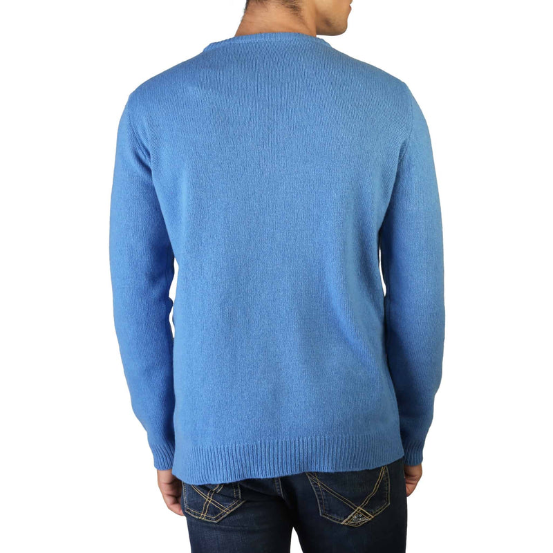 Pullover Uomo 100% Cashmere Azzurro - Maglione a Girocollo Collezione Autunno/Inverno