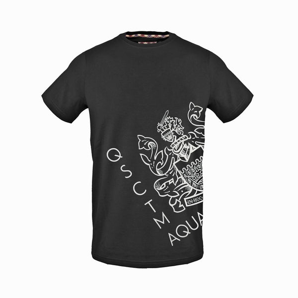 t-shirt in cotone da uomo a girocollo Aquascutum nera