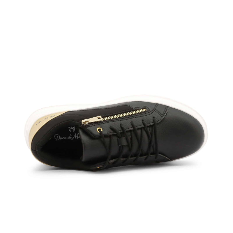 Scarpe Sneakers Sportive da Uomo Duca di Morrone Nere con inserti dorati