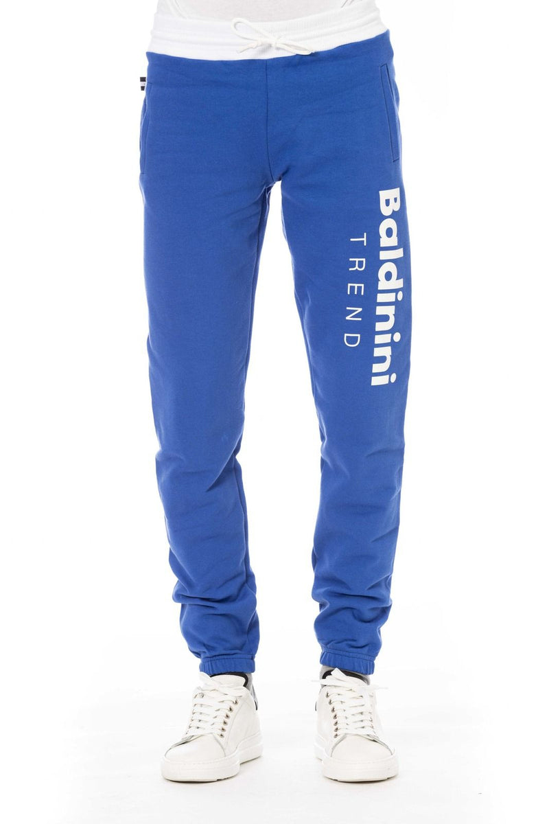 pantaloni tuta sportivi da uomo in cotone vita elasticizzata blu