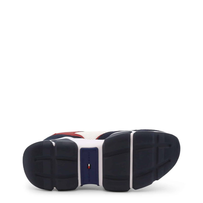 Sneakers Uomo Tommy Hilfiger - Scarpe Sportive Bianche Nere e Rosse con Inserti in Ecopelle Scamosciata