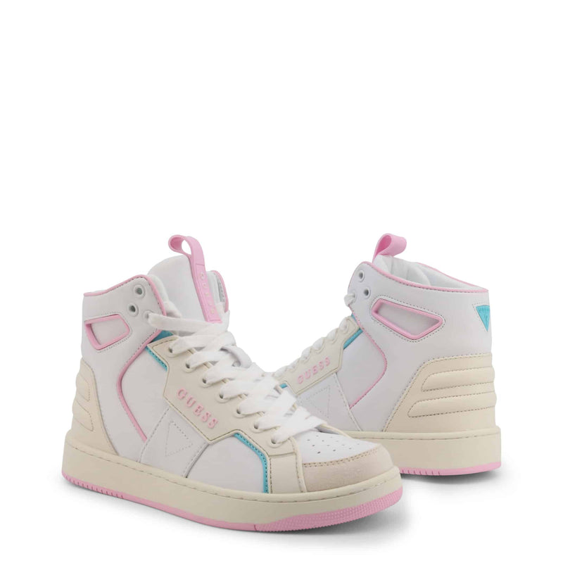 Sneakers Alte da Donna Guess Multicolore Grigio Beige Rosa - Scarpe Sportive Casual in Pelle e Tessuto