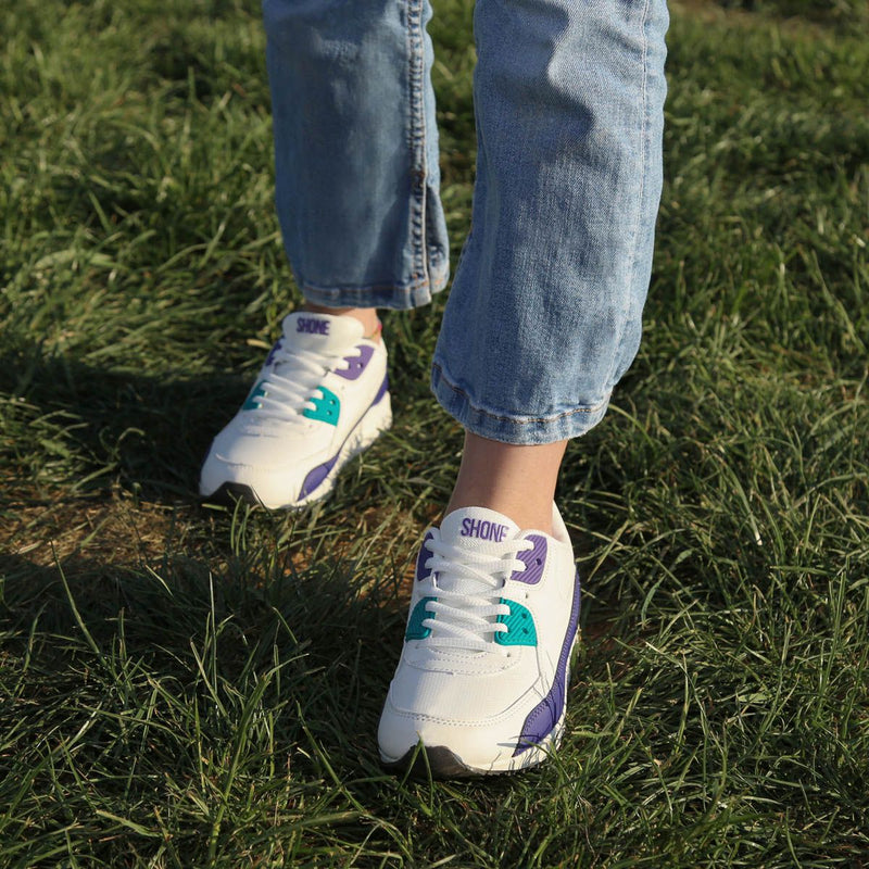 sneakers da bambina - scarpe da ginnastica in ecopelle bianche e viola