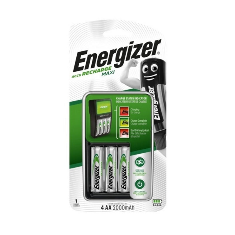 Caricabatterie + Batterie Ricaricabili Energizer Maxi Charger AA AAA HR6