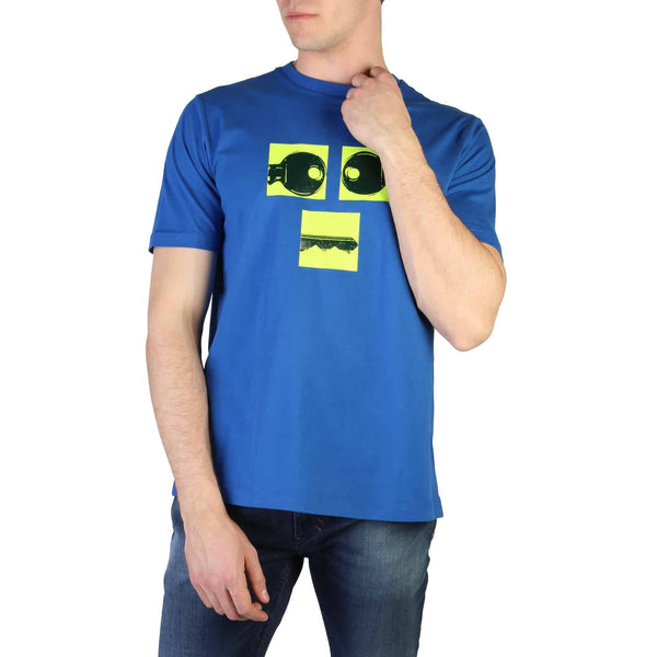 T-shirt da Uomo Diesel Maglietta a maniche corte Blu con Stampe Gialle