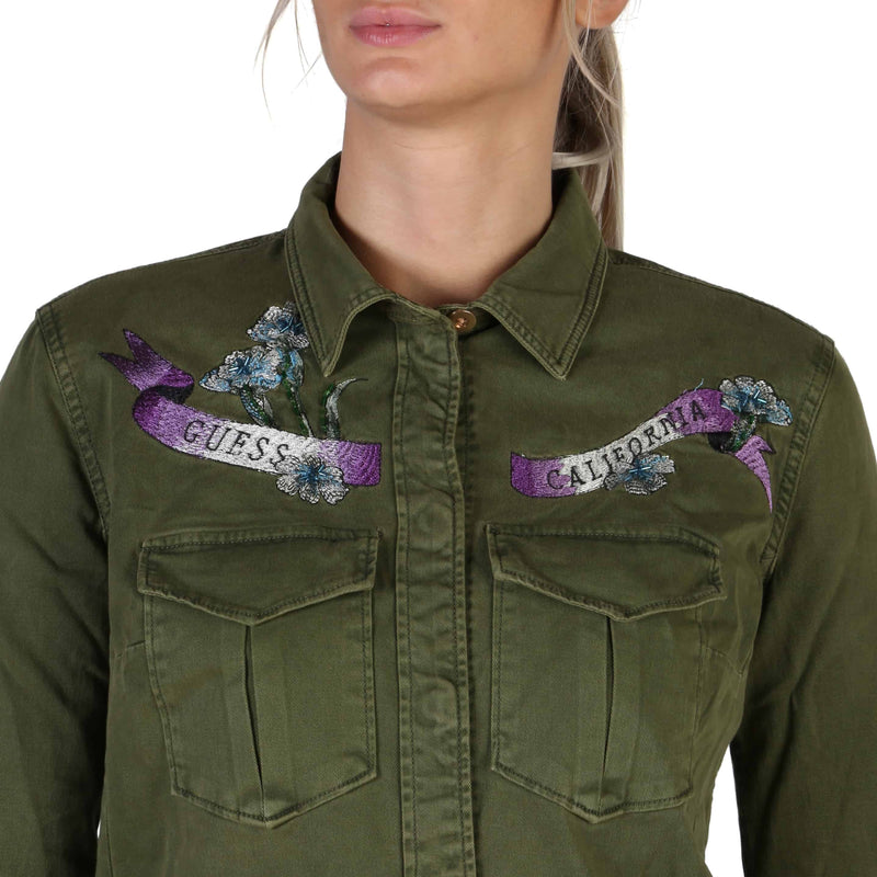 Camicia casual da Donna Firmata Guess Verde Militare con Ricami