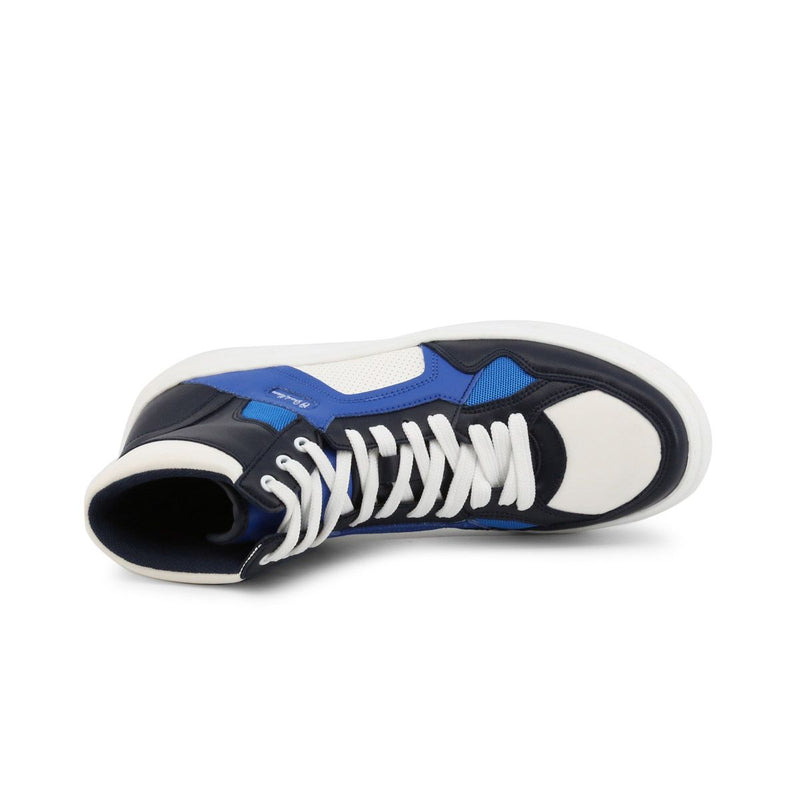 Scarpe Sneakers Alte da Uomo Duca di Morrone Blu Bianche e Nere