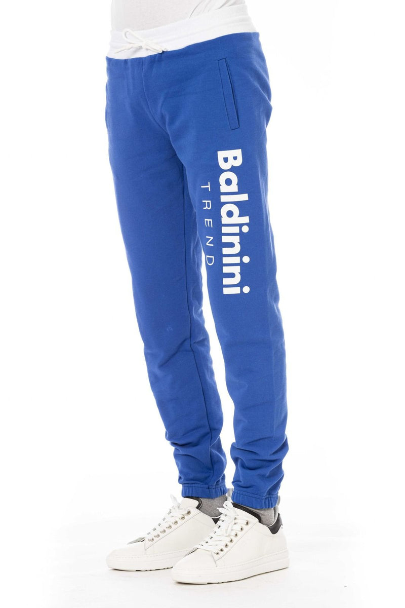pantaloni tuta sportivi da uomo in cotone vita elasticizzata blu