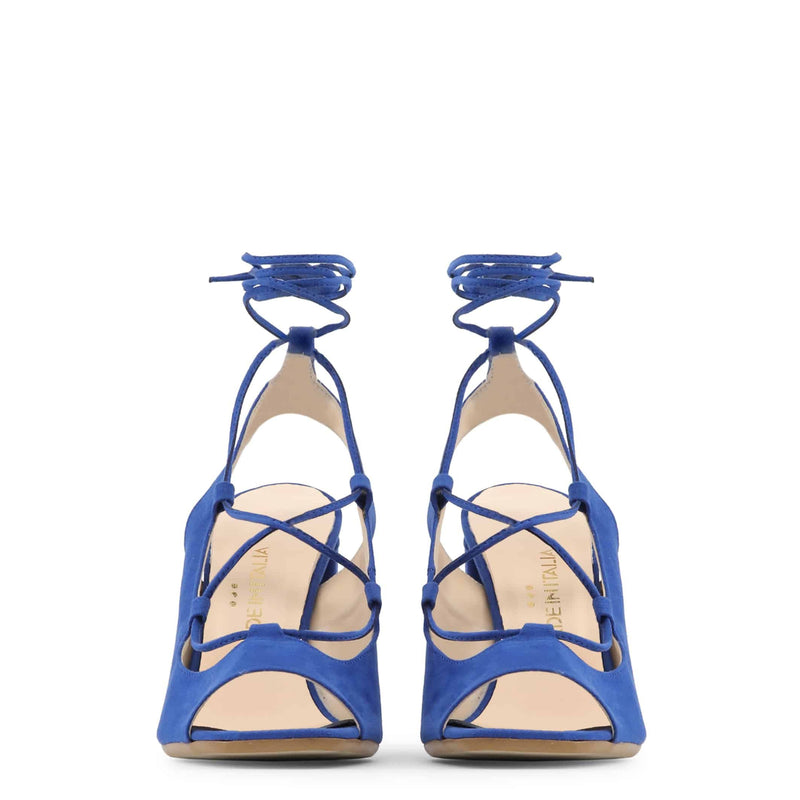 Sandali da Donna Made In Italy Scarpe eleganti estive tacco cm 10 Blu