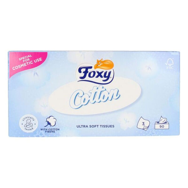 Fazzoletti di Carta Facial Cotton Foxy con dispenser di cartone (90 Unità)