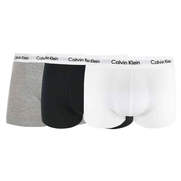Confezione da 3 Mutande Boxer Uomo Calvin Klein Nere/Grigie/Bianche con Logo a Vista