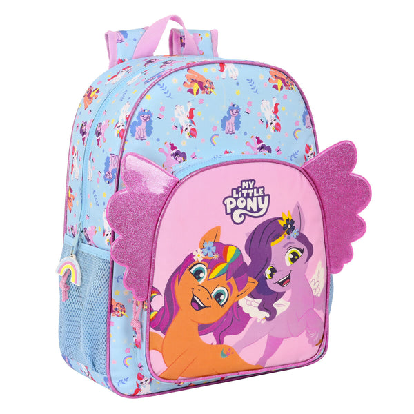 Zaino Scuola My Little Pony Wild & free Azzurro Rosa 33 x 42 x 14 cm