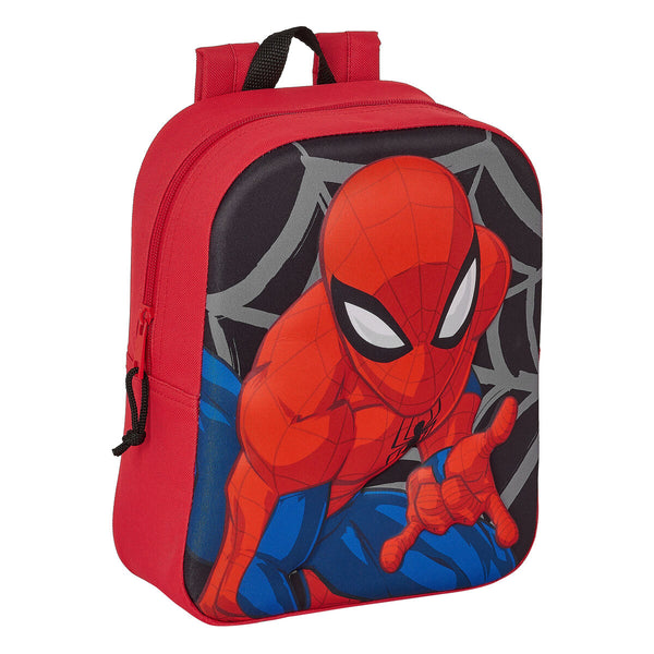 Zaino Scuola Spiderman 3D Rosso Nero 22 x 27 x 10 cm