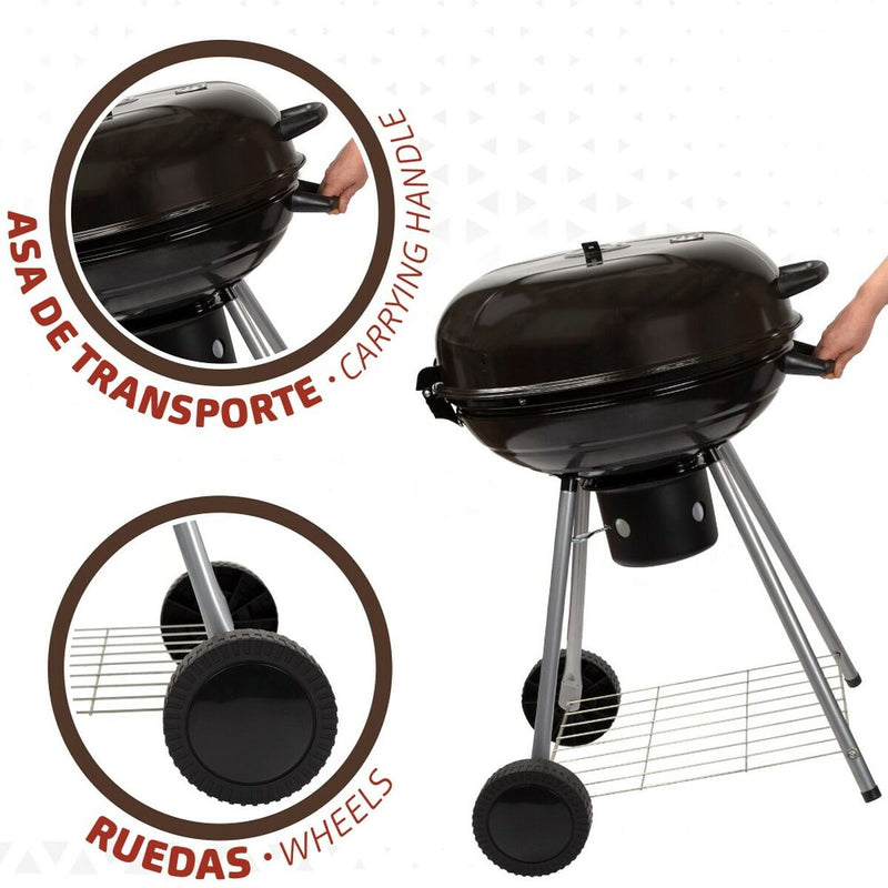 Barbecue a Carboni con Ruote Aktive Nero 57 x 86 x 57 cm