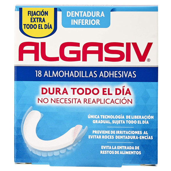 Cuscinetti Adesivi per Dentiere Inferior Algasiv (18 uds)