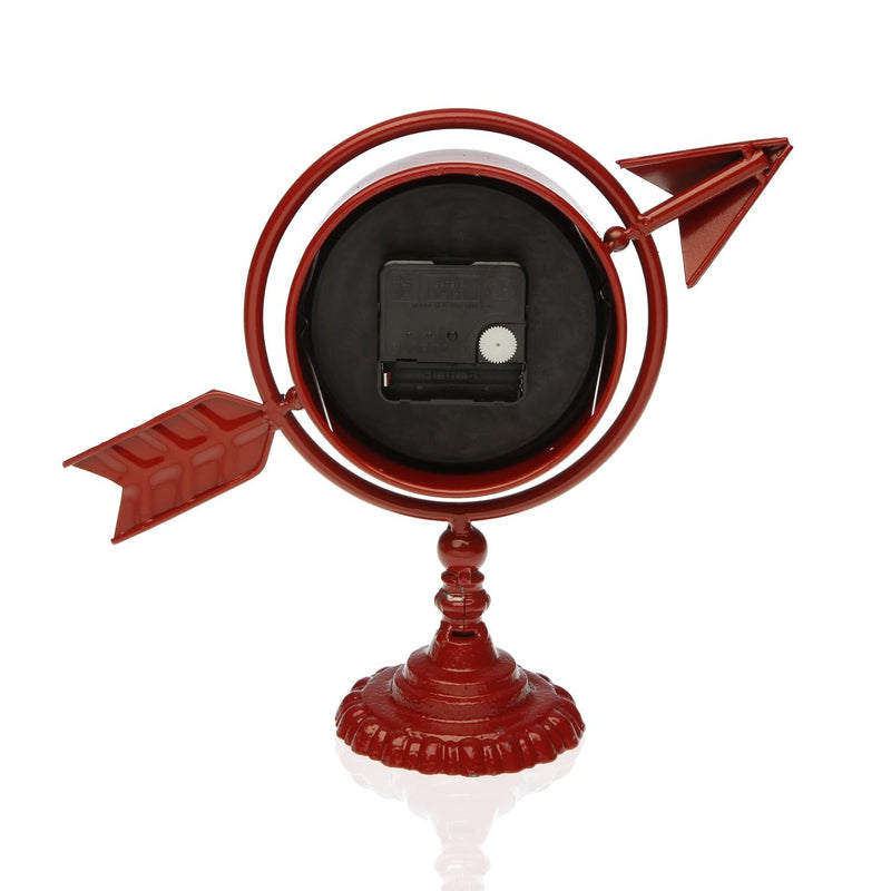 Orologio da Tavolo Analogico Design Freccia in Metallo 23 cm Rosso