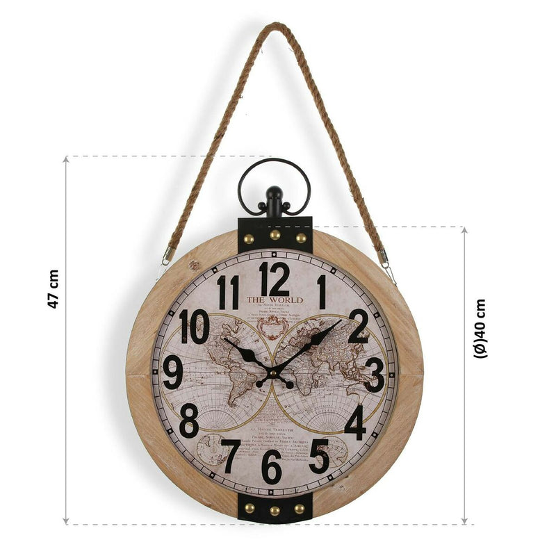 Orologio da Parete Versa Mapamundi 40 x 6,5 x 47 cm Legno MDF