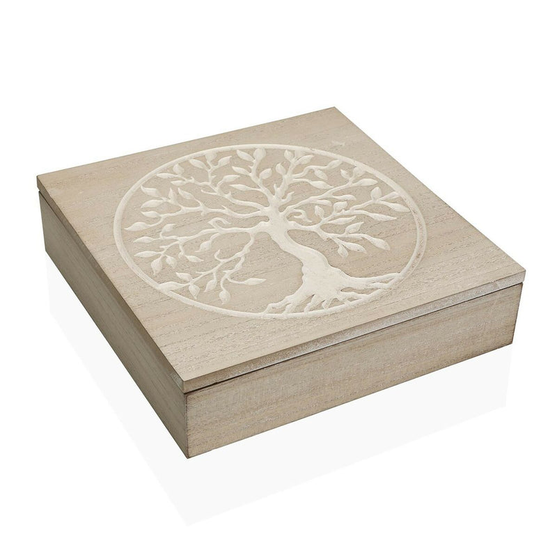 Scatola Decorativa Versa Albero Legno 24 x 6 x 24 cm