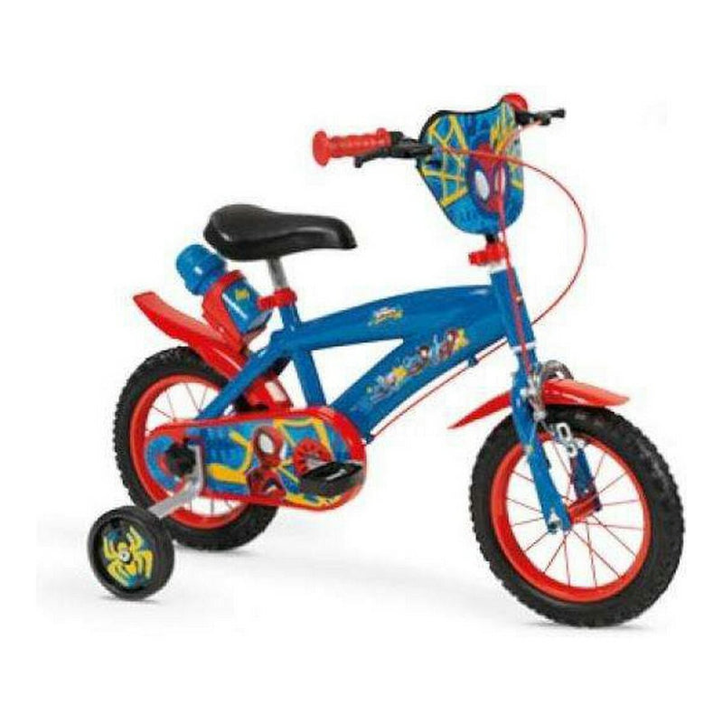 Bicicletta con Rotelle per Bambini Spiderman Misura 12 e Porta Borraccia