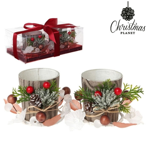 Confezione Regalo di Natale da 2 Bicchieri Portacandela Natalizi in Vetro decorativi