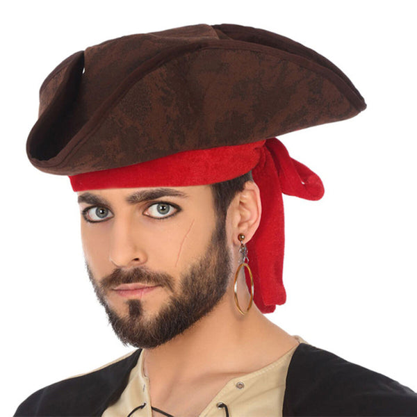 Cappello Pirata Marrone Rosso