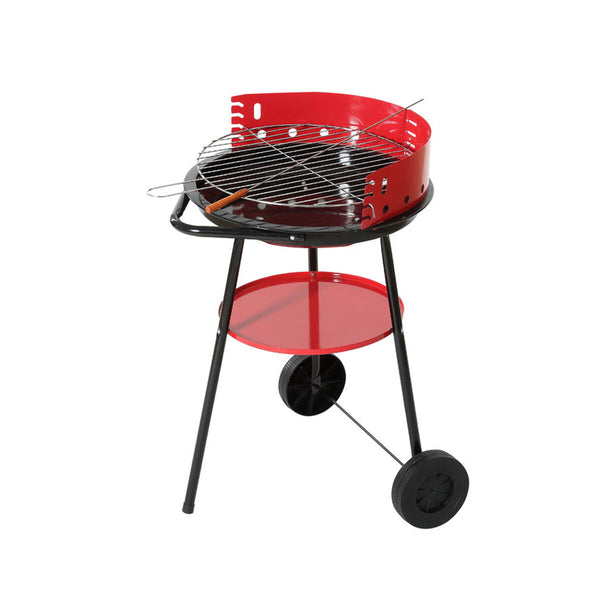 Barbecue Treppiedi con Ruote e Vassoio Integrato Grill BBQ Regolabile 44 x 73 cm