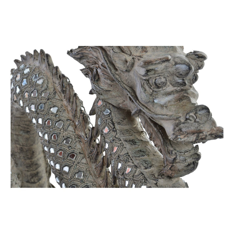 Statua di Drago in Resina stile Orientale con Punti Luce in Vetro - 52 cm