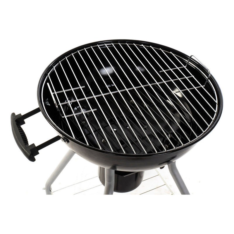 Barbecue a Carbone BBQ con Ruote e Coperchio in Metallo Nero con Ventilazione