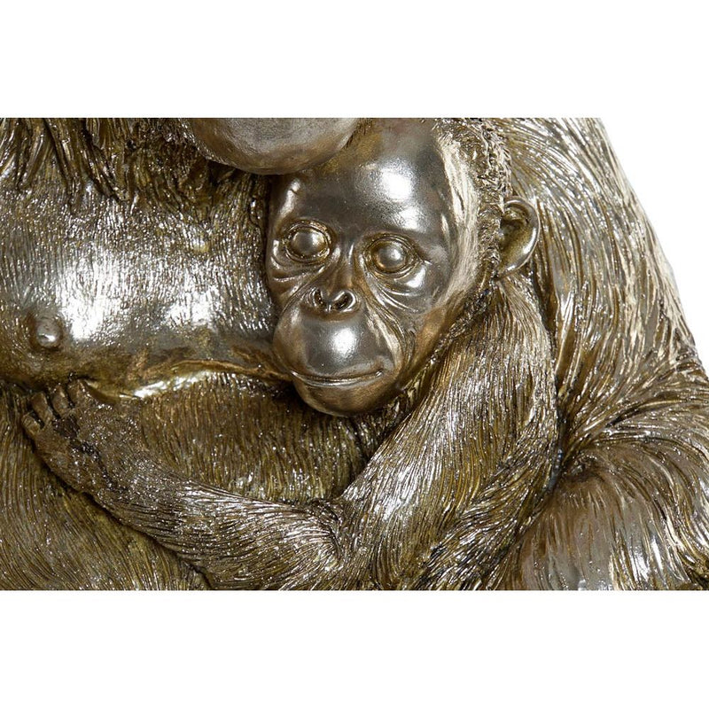 Statua Decorativa Scimmia con Cucciolo in Resina Dorata 50 cm