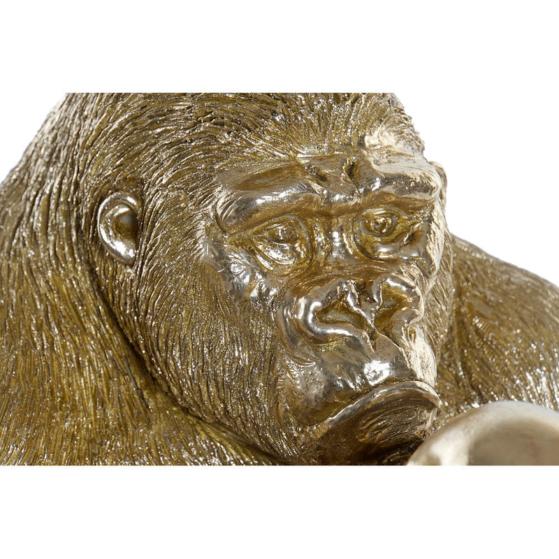 Statua Decorativa Gorilla dorato che contempla una Sfera 43 cm