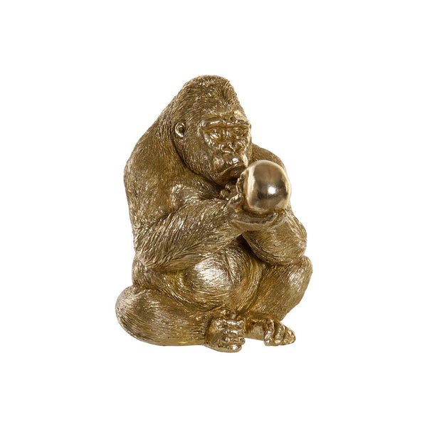 Statua Decorativa Gorilla dorato che contempla una Sfera 43 cm