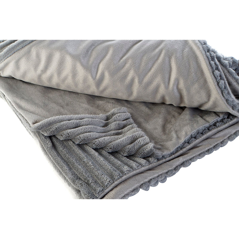 Coperta DKD Home Decor 150 x 200 x 2 cm Grigio Di base