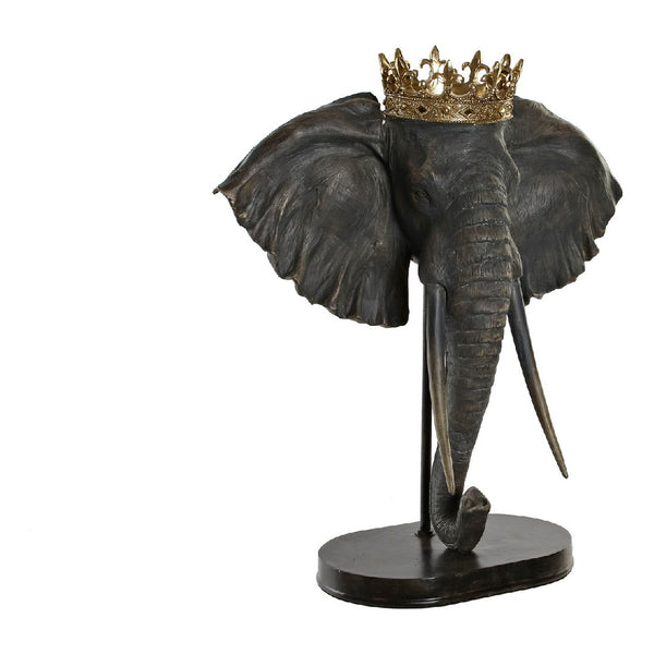 Statua Decorativa Testa di Elefante Con Corona 57 cm - in resina