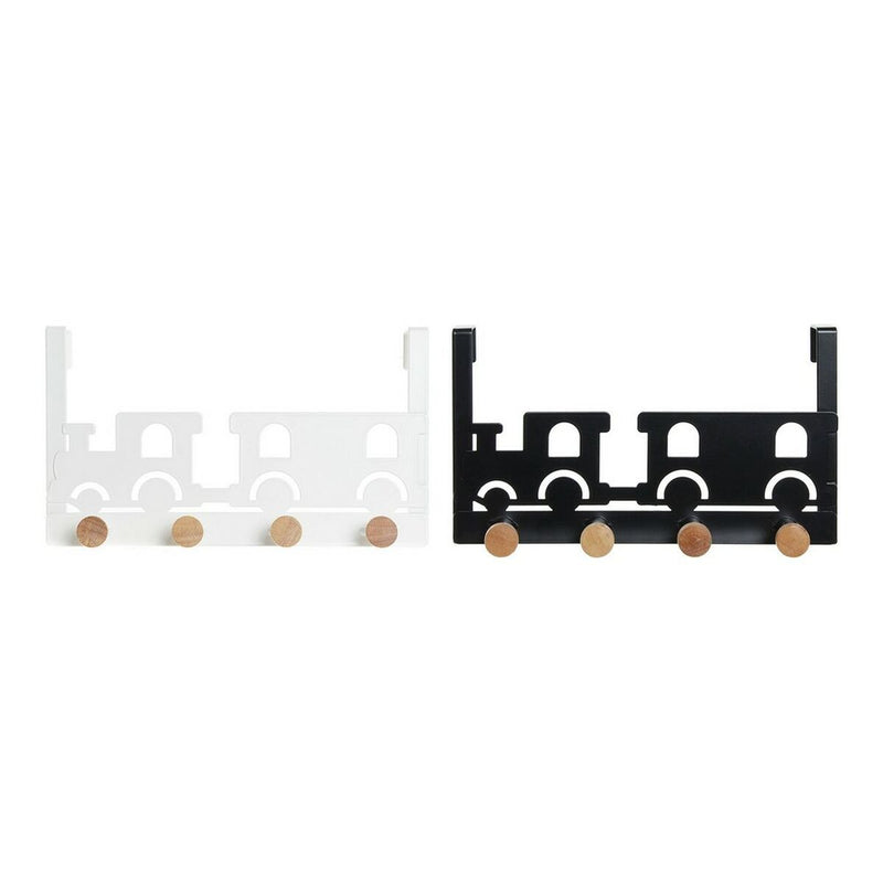 Appendiabiti per Porte DKD Home Decor 8424001835546 Treno 28,5 x 8,5 x 16,5 cm Nero Metallo Bianco Legno MDF (2 Unità)