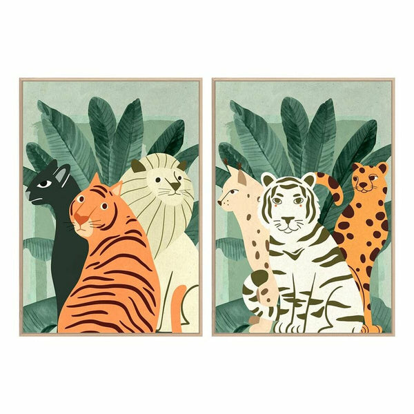 Quadro DKD Home Decor 83 x 4,5 x 123 cm Tropicale animali (2 Unità)