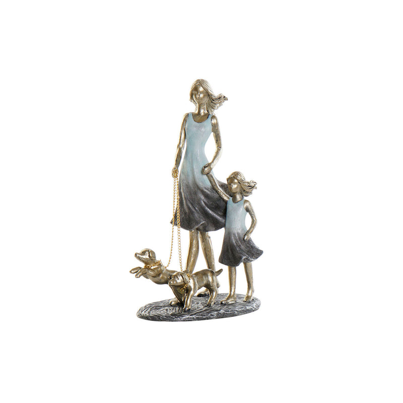 Statua Decorativa DKD Home Decor 16 x 9,5 x 24 cm Azzurro Dorato Famiglia